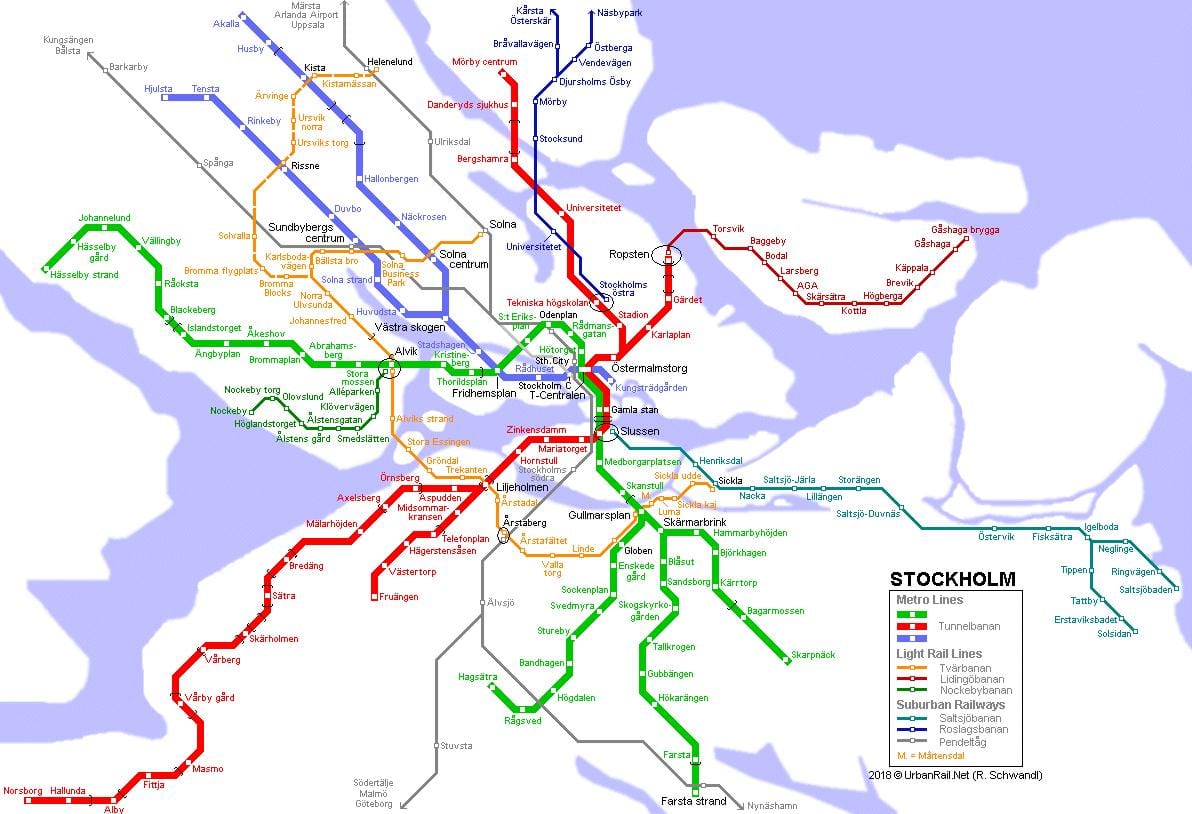 ஸ்வீடன் tunnelbana வரைபடம்